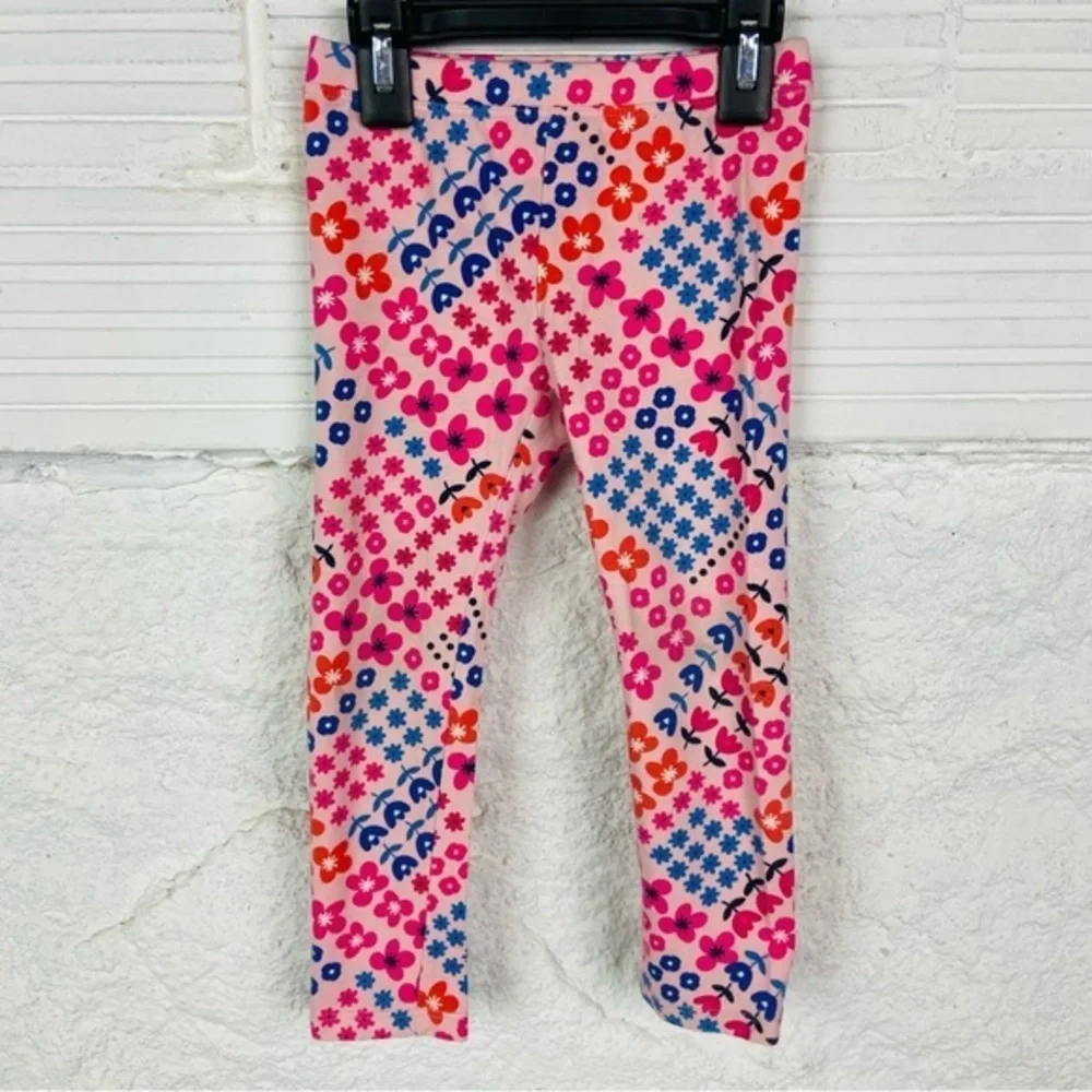 Gymboree Pink and Blue Geometric floral cotton stretch Leggings size 3T